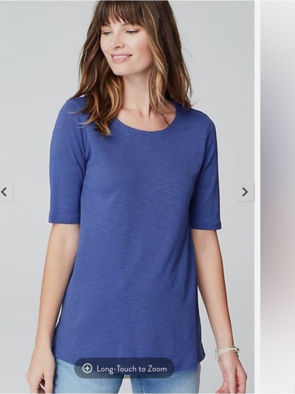 J. Jill Pure Jill Pima Slub Cotton Scoop Neck Elbow Sleeve Tee Pansy Blue XLP